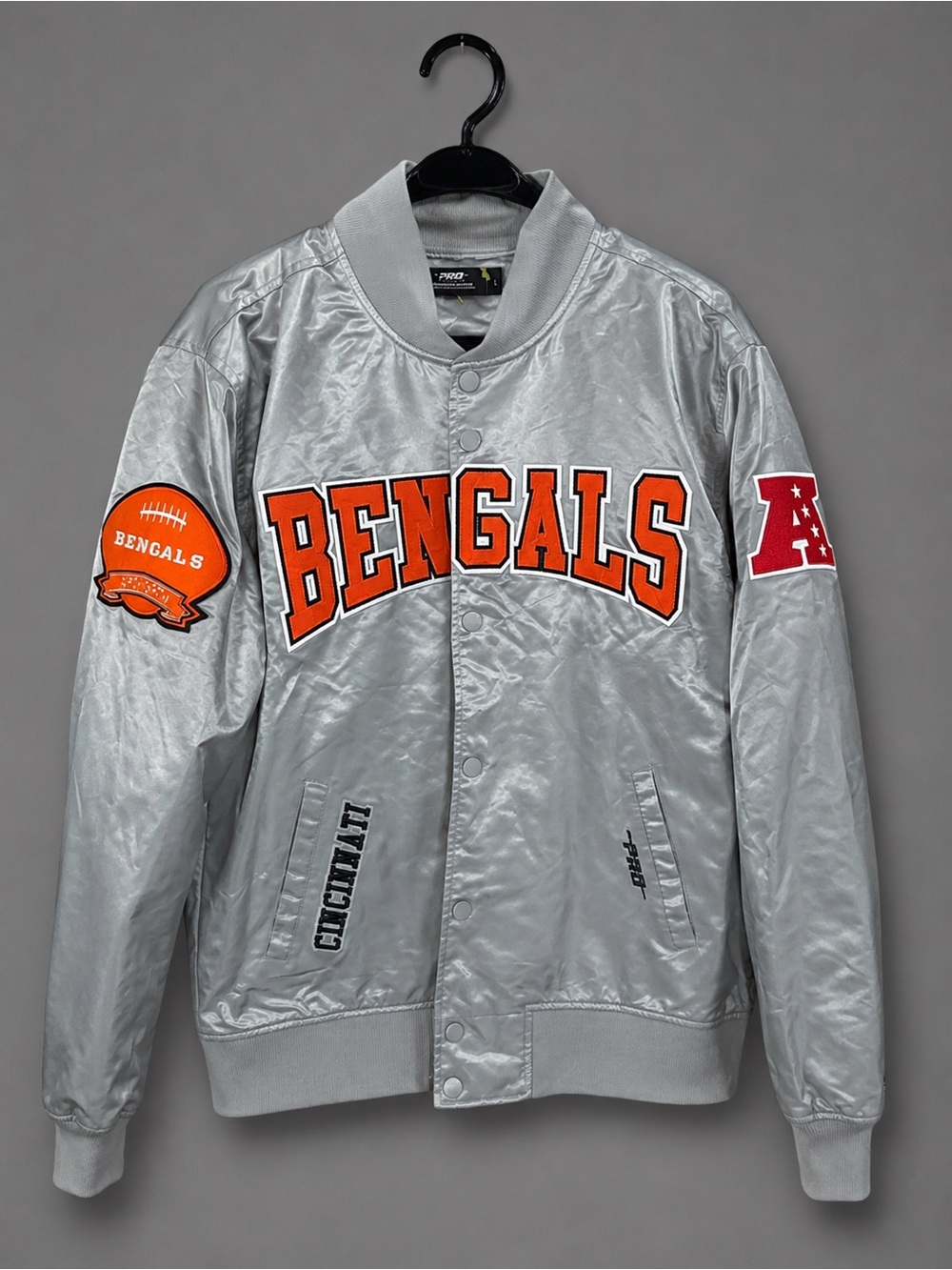 Cincinnati Bengals Silver Satin Bomber Jacket